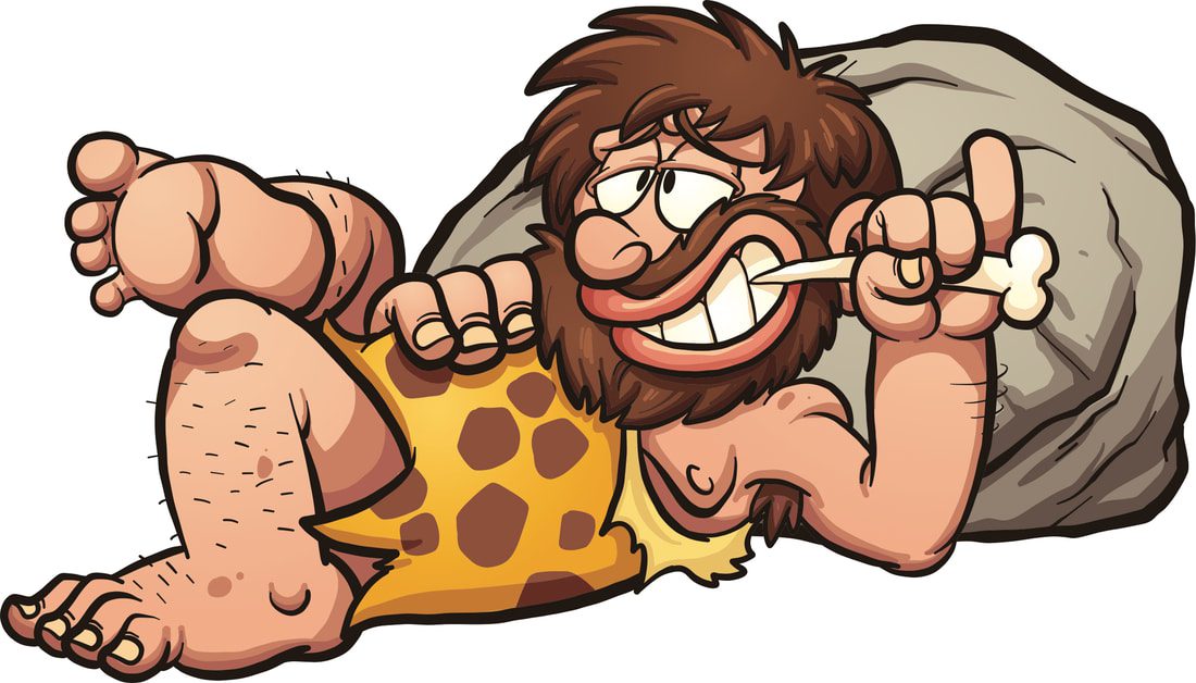 Caveman Flossing Teeth